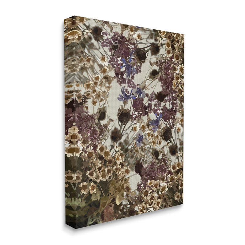 Grappe de fleurs sauvages foncées - impression sur toile, Toile tendue, H 20 po x l 16 po