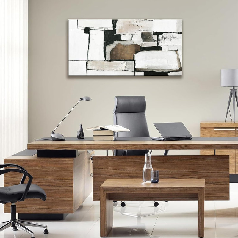 Toile abstraite, décoration murale moderne minimaliste, décorations pour la maison, brun et gris, reproductions d'art mural abstrait, dessin au trait, cuisine de chambre à coucher, bureau 20 po x 40 po