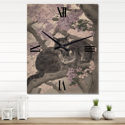 Horloge murale rétro "Deux chats dormant dans un arbre"