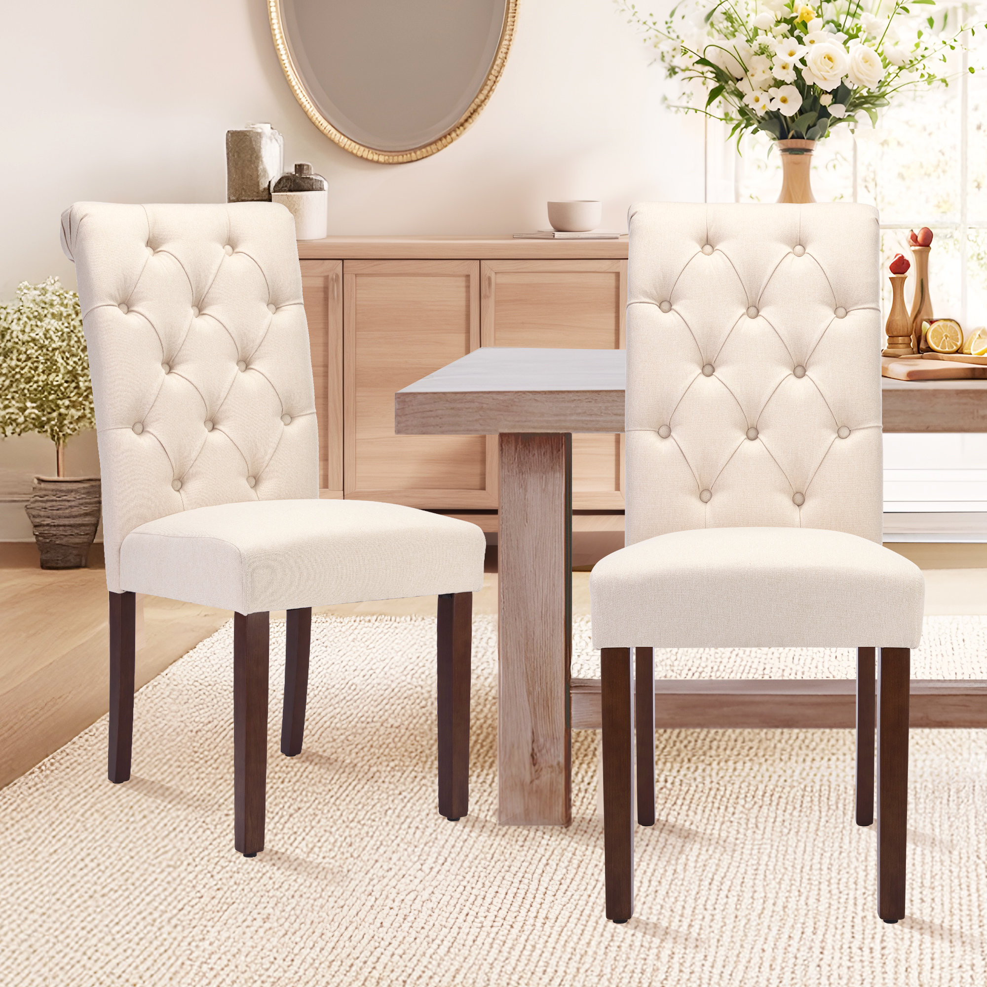 Lark Manor™ Artemisia Tufted Upholstered Wooden Dining Chairs