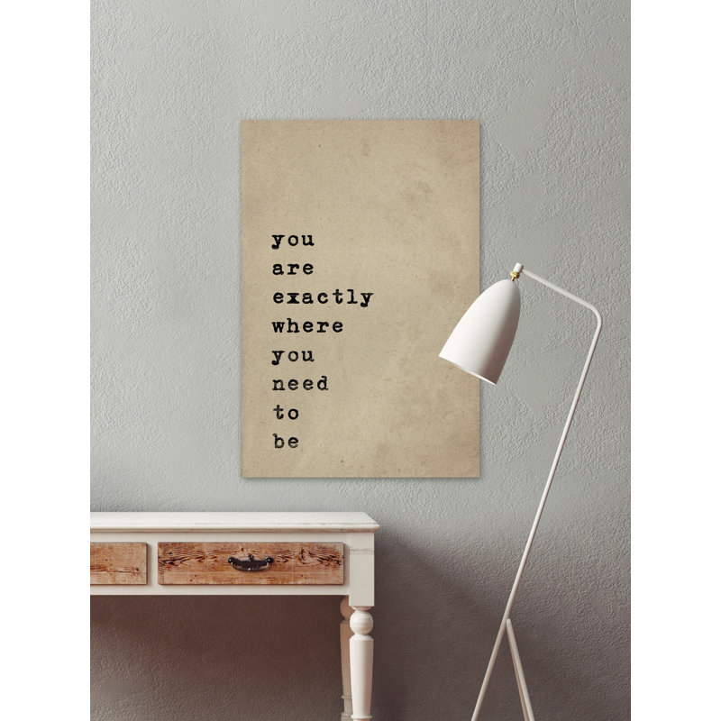 « Where you need to be »-impression d’art textuel sur toile, H 45 po x l 30 po x P 1,5 po