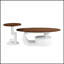 Ensemble de 2 tables gigognes de luxe, tables avec rangement pour le salon, conception ovale et ronde, centre blanc et table basse-900484559