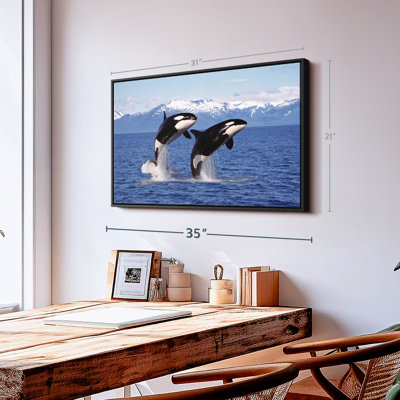 " Jumping Couple Orcas Wall Art "