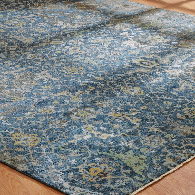 Tapis noué à la main indigo Palace, Rectangle 2 pi x 3 pi