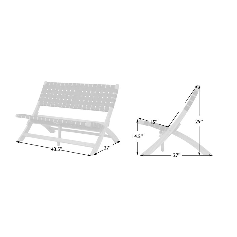 Banc d'intérieur et d'extérieur pliable Patio Sense Sava, finition bois-teck huilé