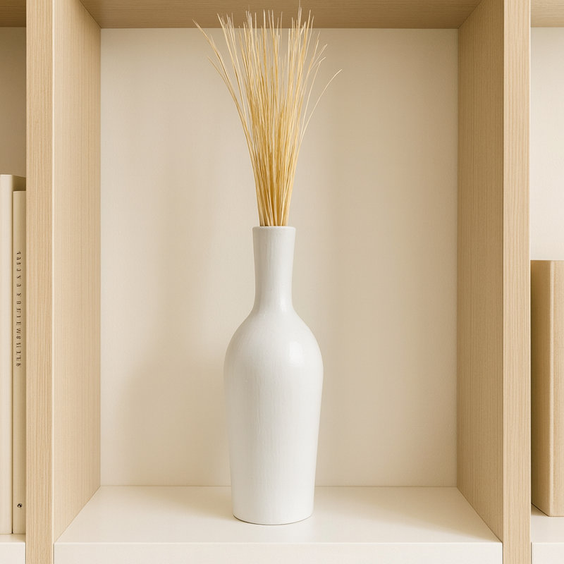 Decorative Metal Bottle in Black – Handcrafted Aluminum Modern Vase, White