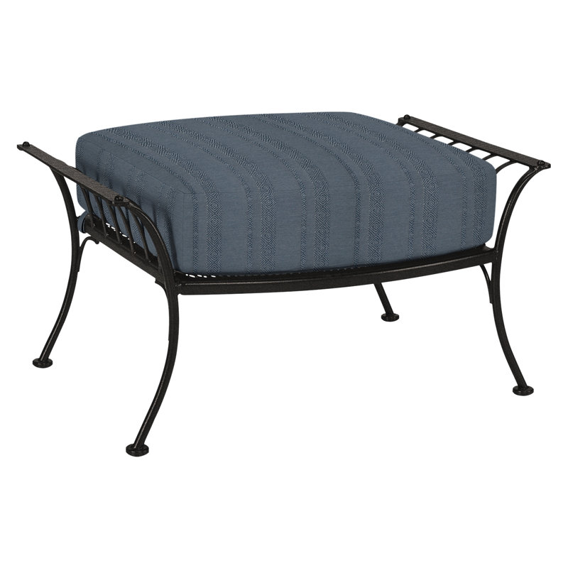 Monterra Outdoor Ottoman, Carbon Black, Sash Denim