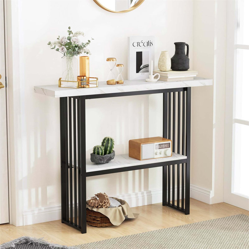 Byersville 120cm Console Table, Black, White