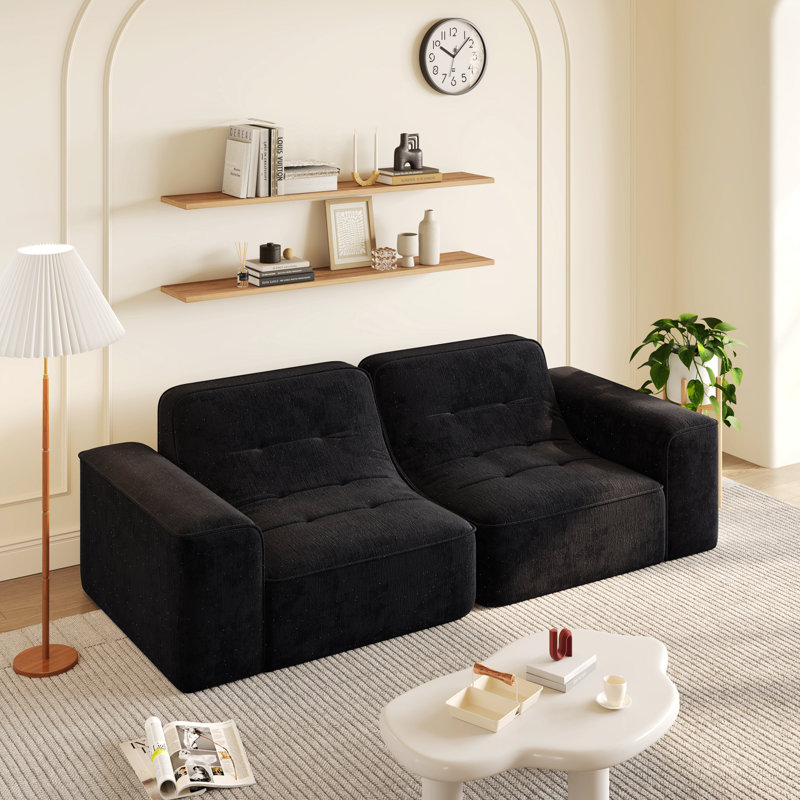 Canapé rembourré avec design capitonné, Noir