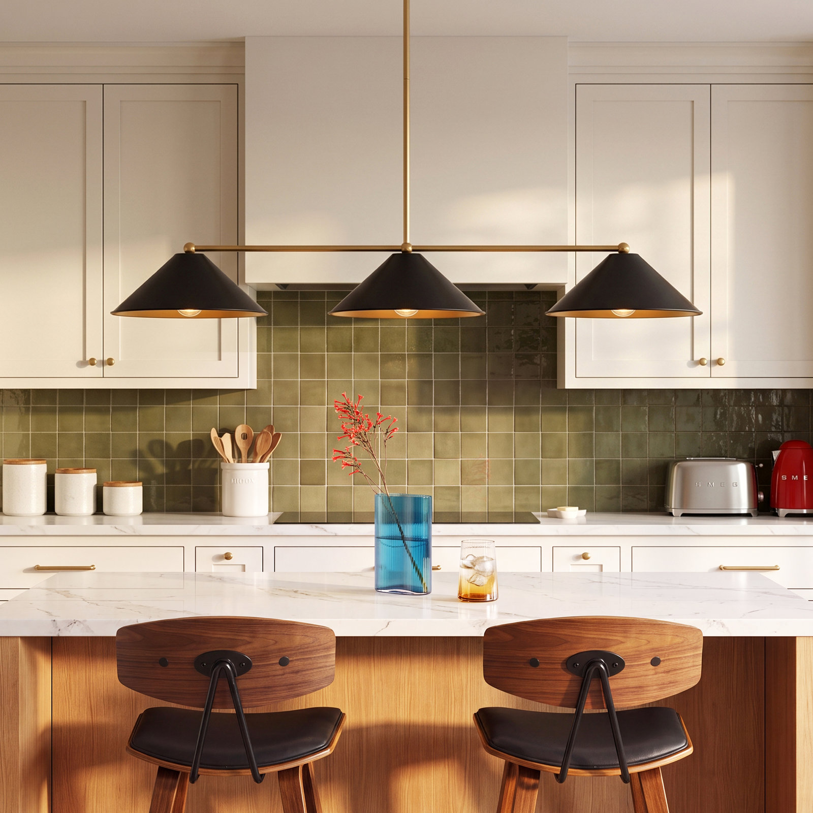 Fairhope Dimmable 3-Light Pendant, Black