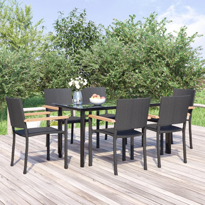 Grason 6 - Person Wicker Patio Dining Set with Rectangular Table