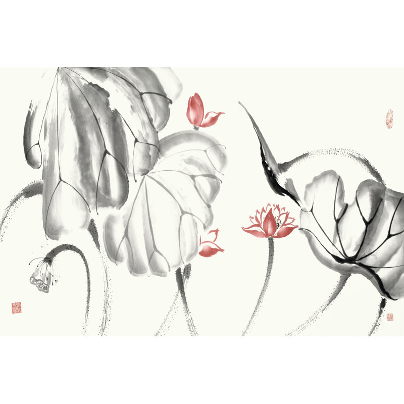 Lotus Study With Coral III by Nan Rae - Wrapped Canvas Print, 30cm H x 46cm W