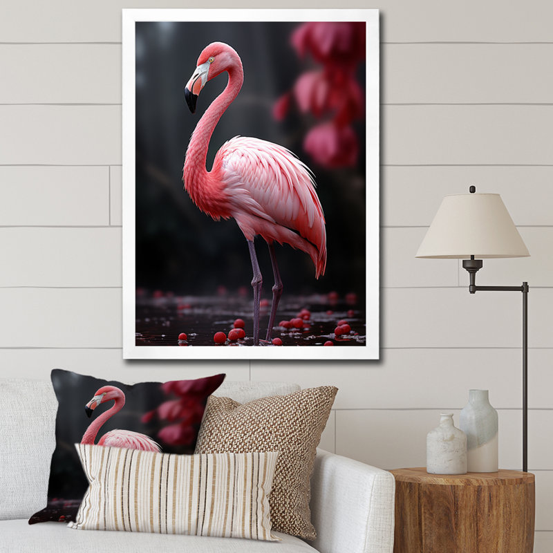 Flamme rose et grise Wassil, H 20 po x l 12 po x P 1 po, Cadre photo blanc