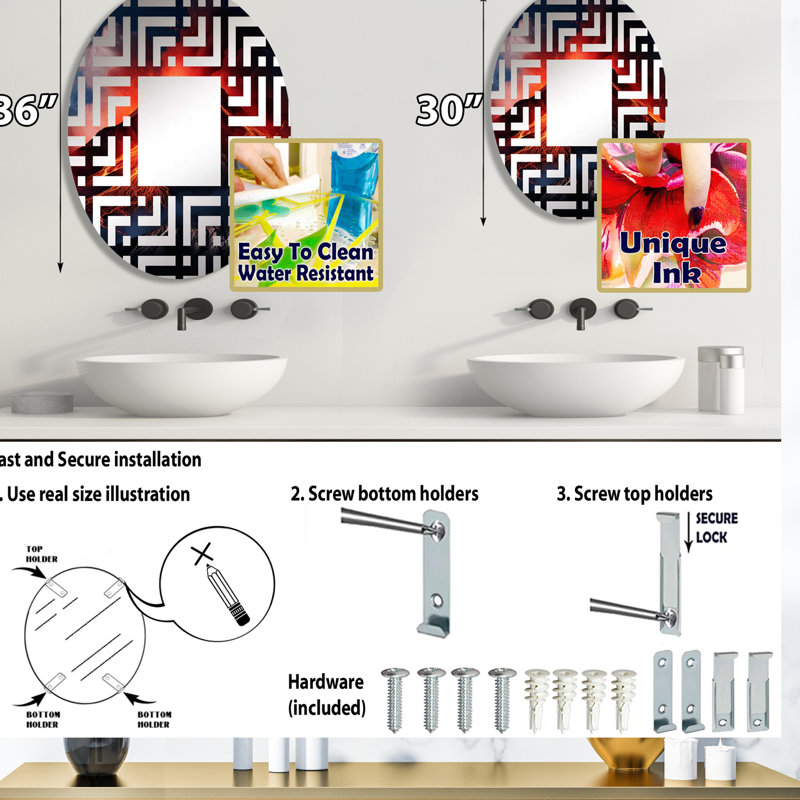 Volcano Volcanic Symphony I - Miroir décoratif labyrinthe | Ovale, 35,4 po x 23,6 po
