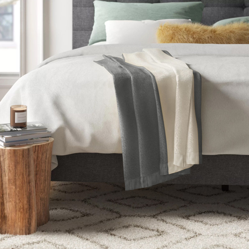 Linea Colour Block Faux Cashmere Throw, Gray
