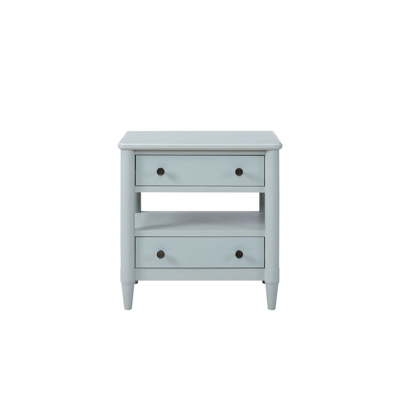 Table de chevet ouverte avec 2 tiroirs, Bleu clair