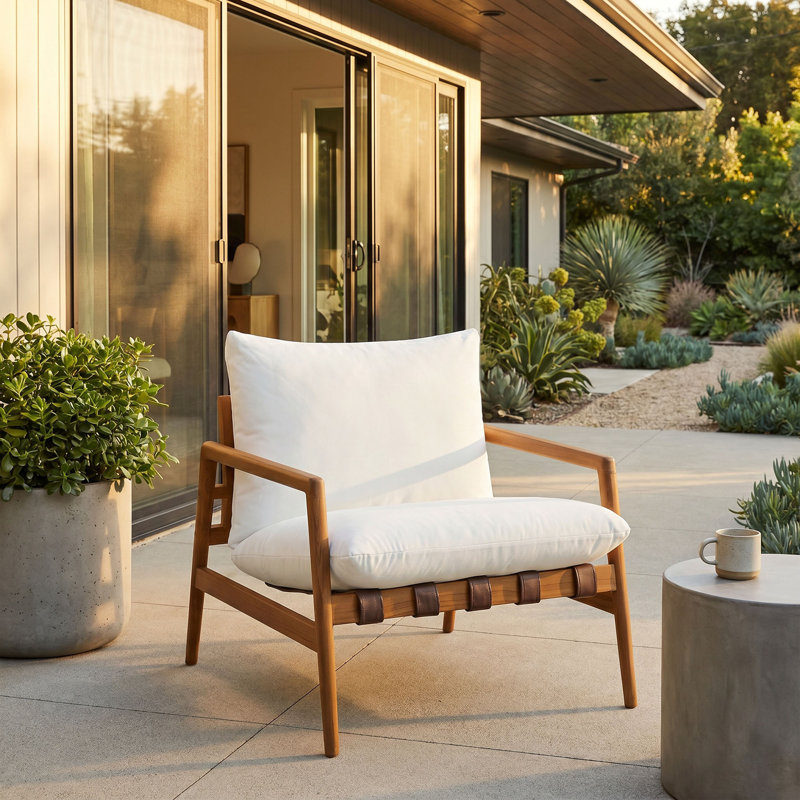 Fauteuil en bois de teck Nomi, Natural White