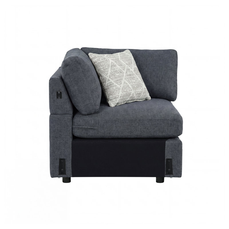 Siège de coin gris anthracite avec 1 oreiller, Gris