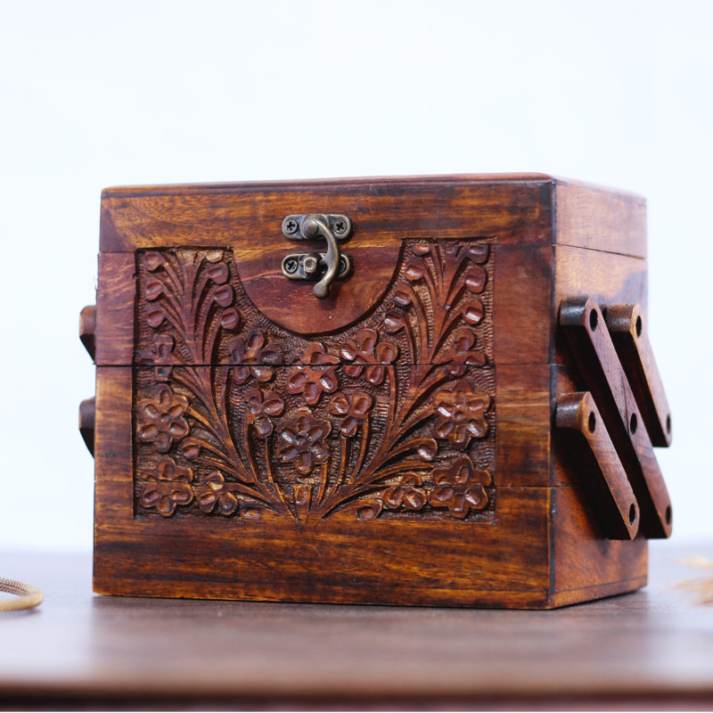 Boîte à bijoux 3 tiroirs en bois avec 3 tiroirs