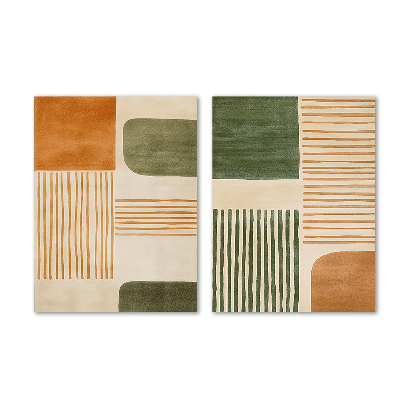 Ensemble de 2 impressions murales éthériques orange et vert, 32" H x 48" W