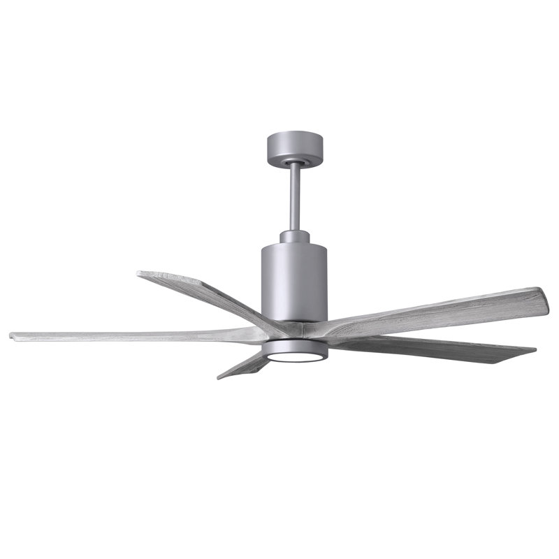 Patricia LED Downrod Ceiling Fan, Barn Wood Tone, Brushed Nickel
