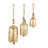Gold Metal Tibetan Inspired Indoor Decorative Cow Bells with Jute Hanging Rope, Set of 3 10", 7", 5"H-935436613