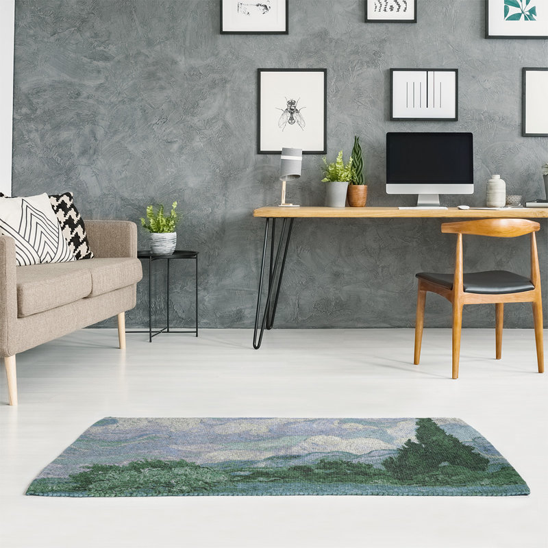 Tapis vert/bleu de chenille wheatfield, Rectangle 2 pi x 3 pi