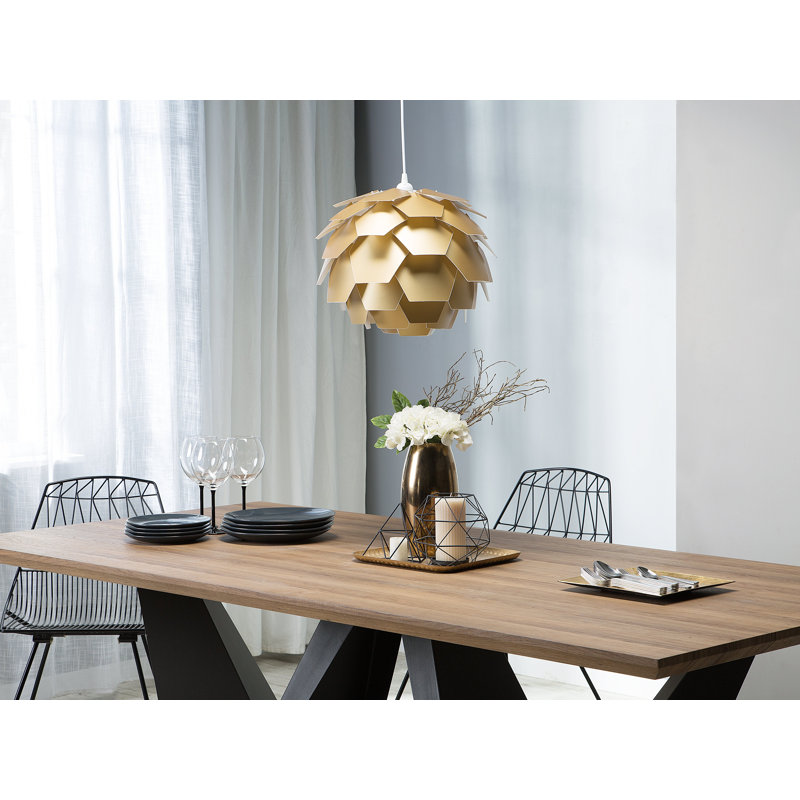 Madisen 1 - Light Gold LED Unique/Statement Pendant, 30cm H x 40cm W x 40cm D