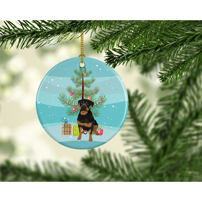Rottweiler Black and Mahogany Christmas Ceramic Ornament, Rottweiler Black and Mahogany