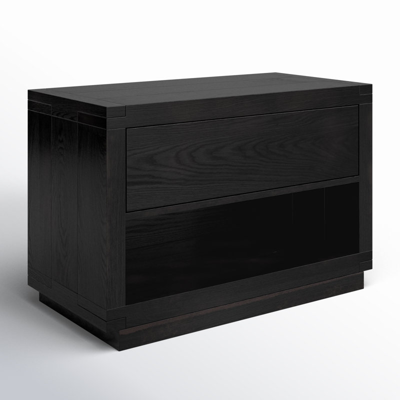 Nemo 36'' W Solid Wood Nightstand, Black