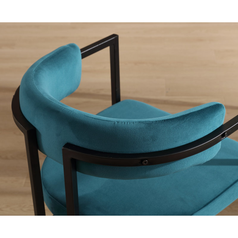 Chaise avec accoudoirs à dossier bas Jesean, Bleu, Noir, noir, noir, noir