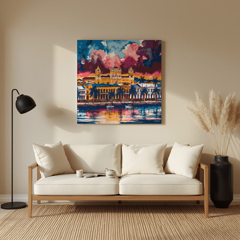 Art mural en métal mauve, villes, Paraguay, H 144 po x l 144 po x P 0,05 po