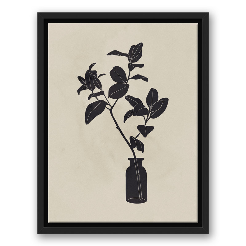 " Magnolia Stems ", 17.75" H x 13.75" W x 1.75" D, Black Floater Frame