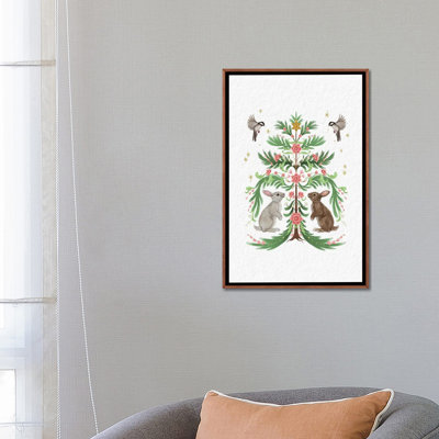 Christmas Tree Rabbits Light - reproduction d'art murale - toile encadrée