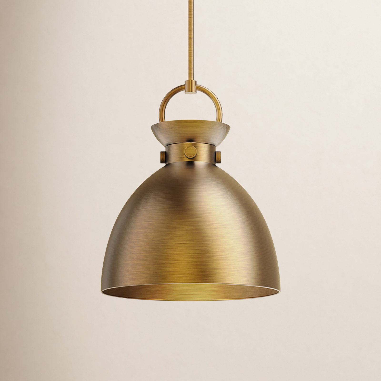 Tinka Single Light Metal Steel Pendant, Aged Gold, Aged Gold, 17.13" H x 14" W x 14" D