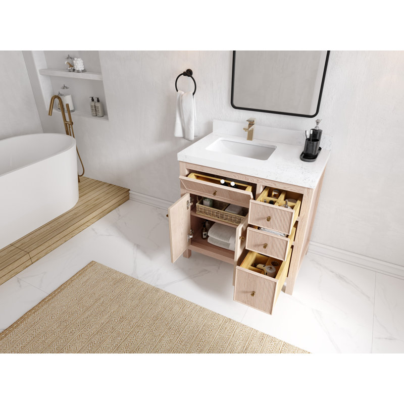 Ensemble de meuble-lavabo simple 36 po Curtis, Blanc, Quartz