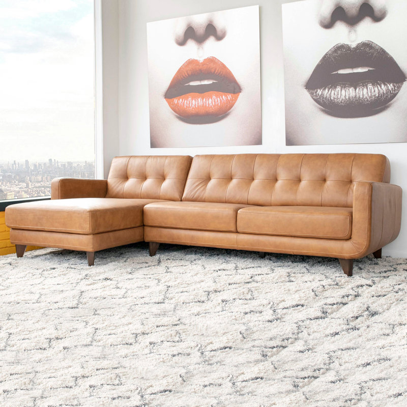 2 - Piece Leather Sectional, Left Hand Facing