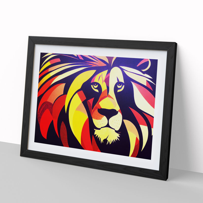 Abstract Lion Vol.4 - Framed Print, Black, 46cm H x 64cm W x 2cm D