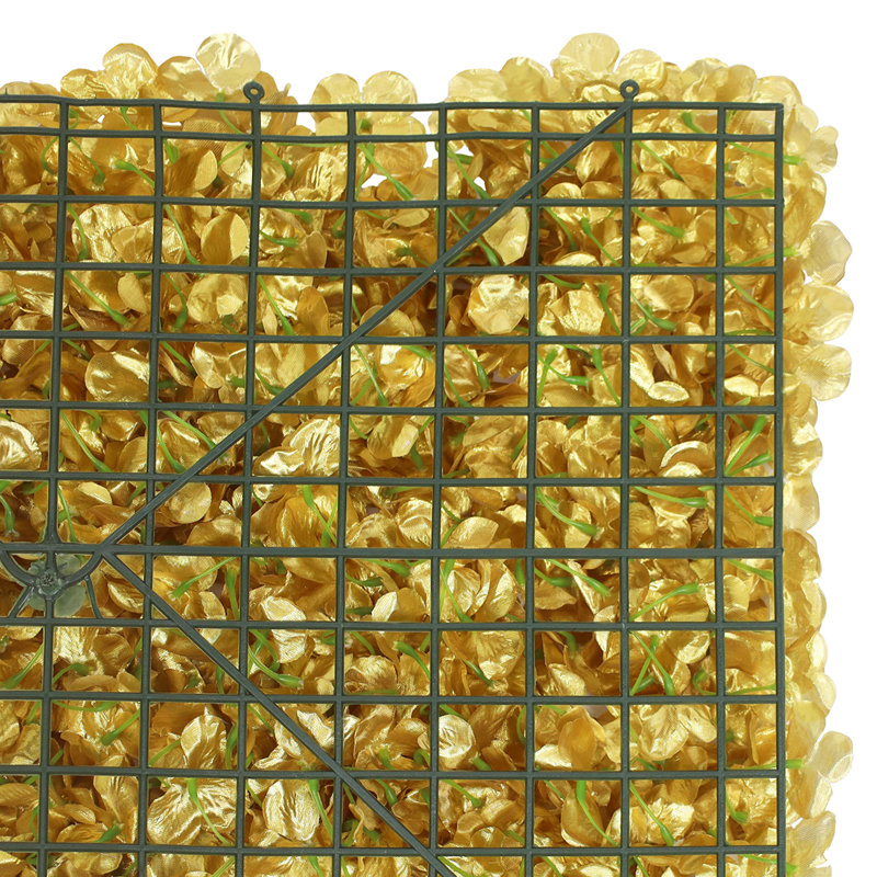 Artificial Hydrangea Flower Wall Panel Hedge Backdrop Privacy Screen, Gold