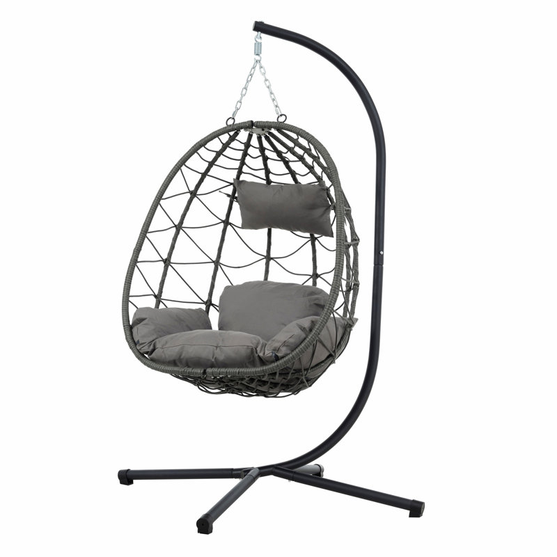 Patio Accent Chair With Stand For Indoor And Outdoor, Patio Armchair For Outdoor, Gray