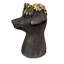 Pot de fleurs d'intérieur en forme de buste de chien, en oxyde de magnésium brun et doré, sans trou de drainage, hauteur 33,7 cm (13,25 pouces).
