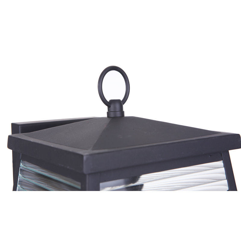 Lanterne murale d'extérieur en verre nervuré à 3 ampoules Lylafaye Midnight, H 13,25 po x l 8,25 po x P 9,69 po