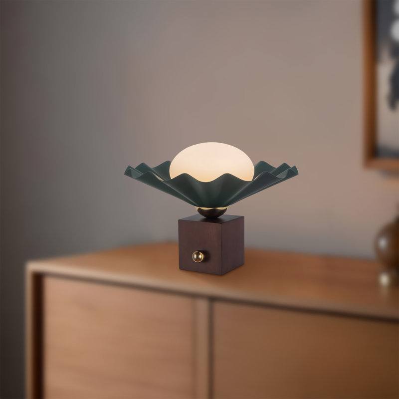 Furrow 9-in Red Table Lamp, Green
