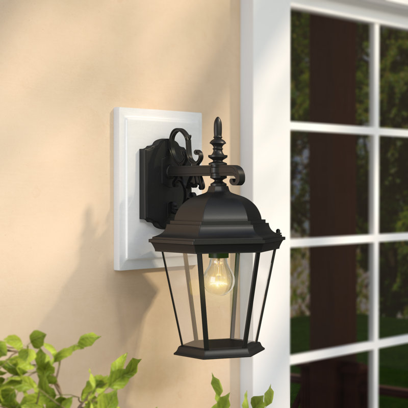 Lanterne murale d'extérieur H 17,5 po Howa, Noir mat, Verre biseauté transparent