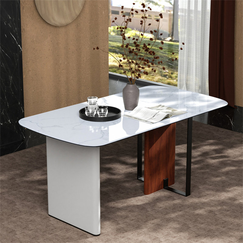 Marble Top Metal Base Dining Table