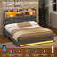 Upholstered Bed with Ottoman Under-bed Storage and Charging Station-1207654588-1207654589