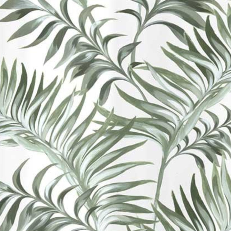 Leaf White PEVA Shower Curtain