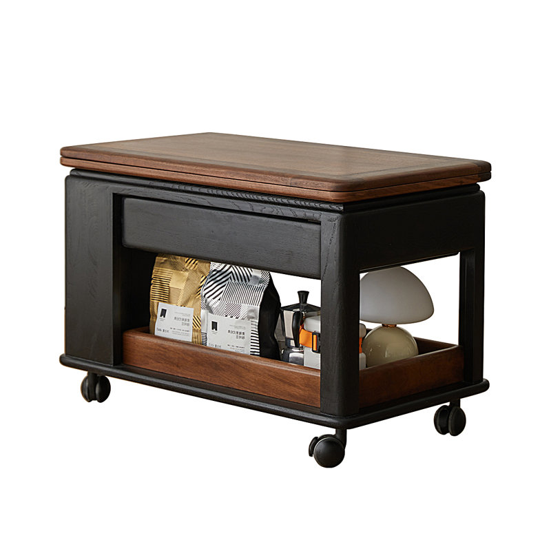 Solid Wood Rotating Mobile Side Table
