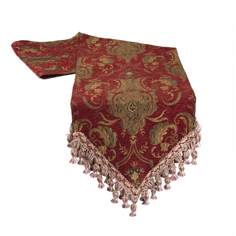 Elva Polyester Rectangle Table Runner, 90" L x 13" W, Red