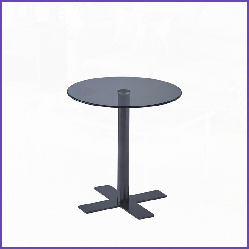 Table basse en verre trempé noir compact avec pieds en métal noir, facile à nettoyer et amp; Facile à assembler